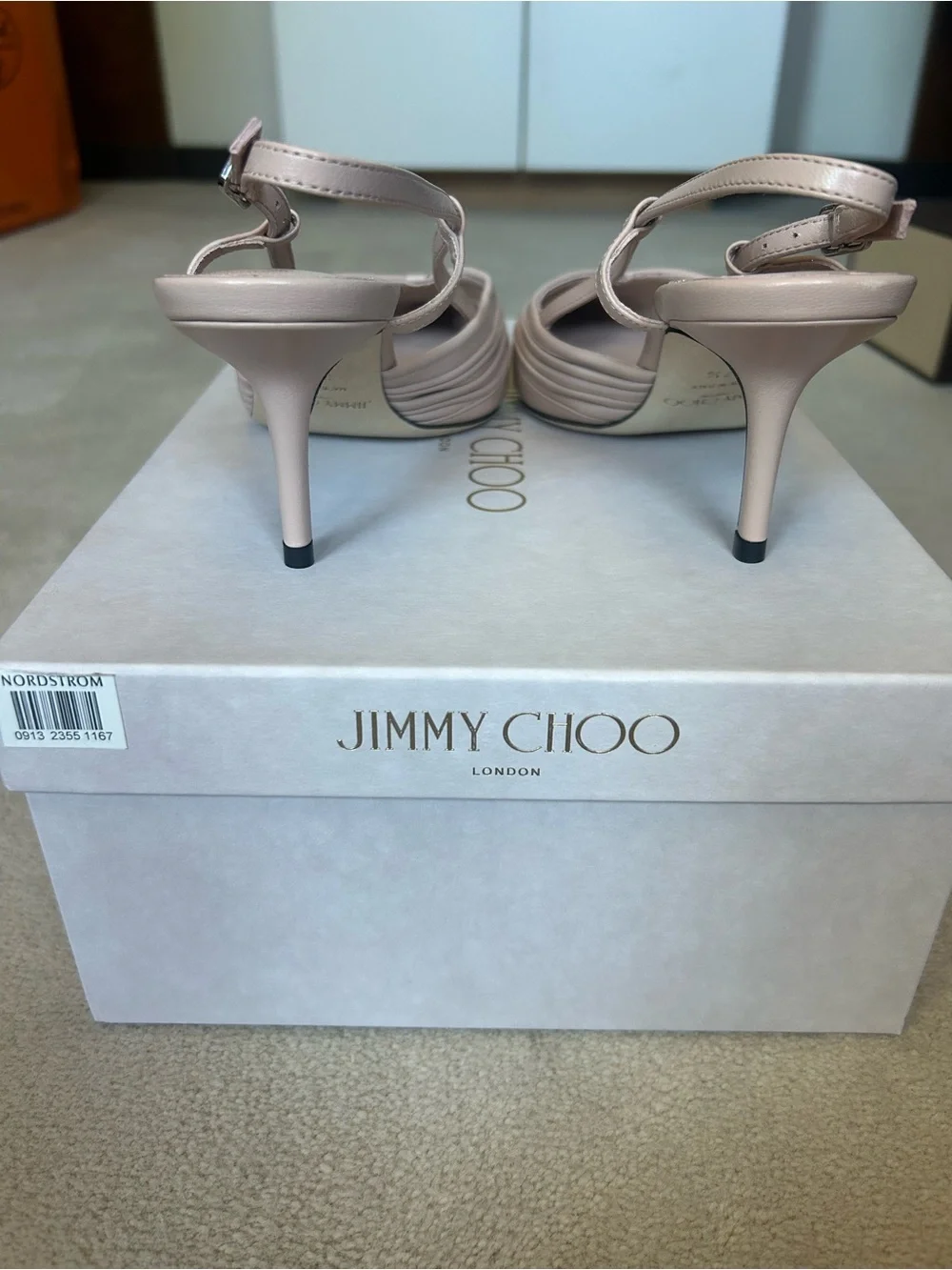 Jimmy Choo Blush Leather Pointed Slingback Pumps
